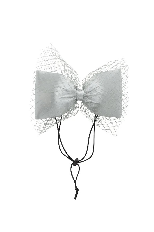 oversized flower hairbands for bohemian looks -Avant Garde Bow Grand - Light Silver