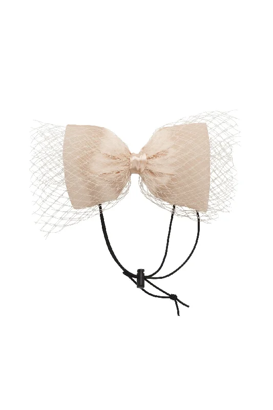 pearl-encrusted hair accessories for bridal hairstyles -Avant Garde Bow Grand - Champagne