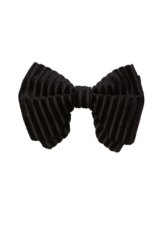 soft velvet hairbands for cozy, stylish looks -Beauty & The Beast Bowtie/Hair Clip - Black Velvet Stripe