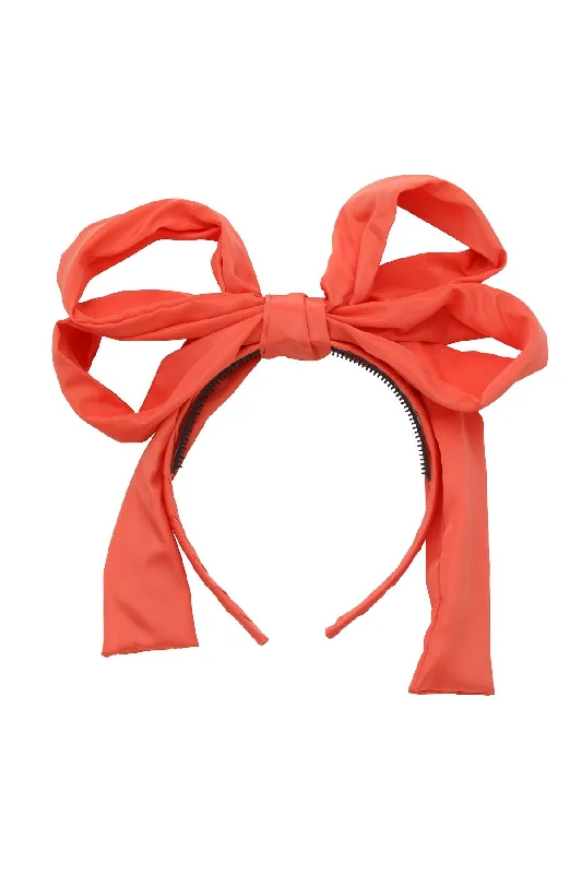 glamorous metal hairbands for party wear -Double Party Bow Headband - Melon