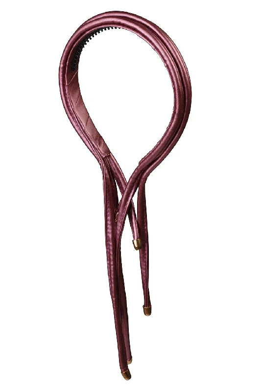 stylish metal hairbands for sleek designs -Extension Leather Headband - Raspberry