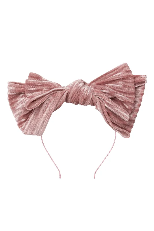 vintage-inspired pearl hairpins for elegant looks -Floppy Velvet Stripe Headband - Blush