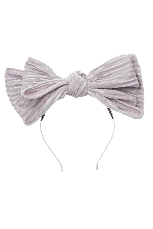 trendy metal hairbands for sleek, polished looks -Floppy Velvet Stripe Headband - Silver