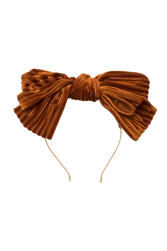 stylish rhinestone hairbands for special events -Floppy Velvet Stripe Headband - Rust