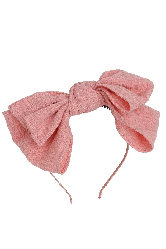 delicate flower hairbands for casual elegance -Floppy Muslin Headband - Pink