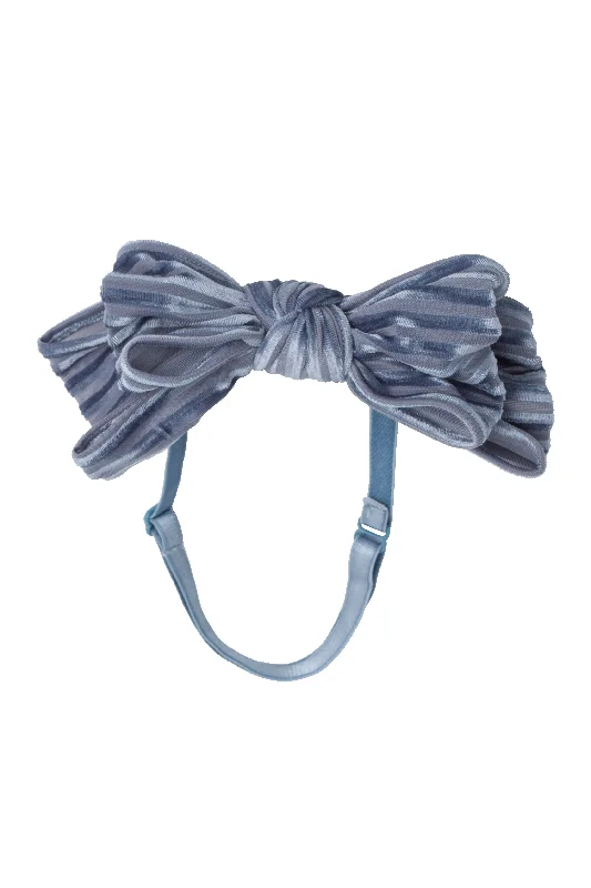 oversized flower hairpins for bold, elegant styles -Floppy Velvet Stripe Wrap - Blue