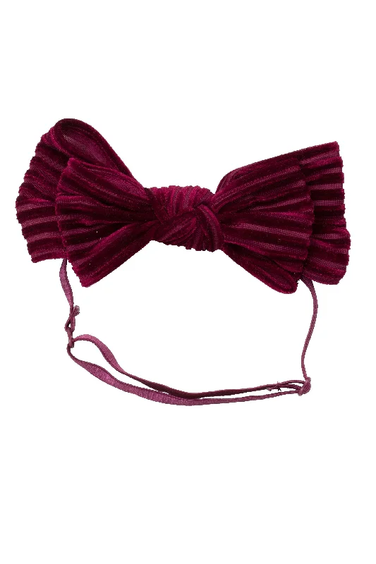 sparkling crystal hairpins for glamorous looks -Floppy Velvet Stripe Wrap - Burgundy