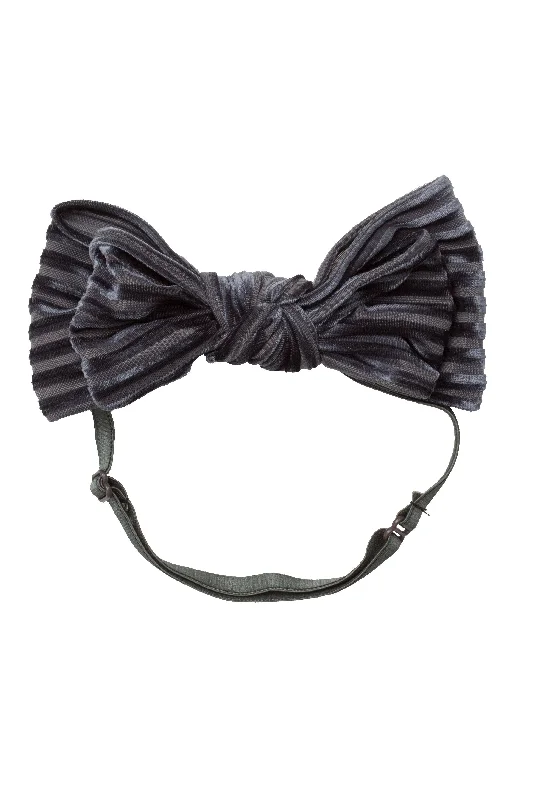 elegant rhinestone hairbands for evening parties -Floppy Velvet Stripe Wrap - Charcoal