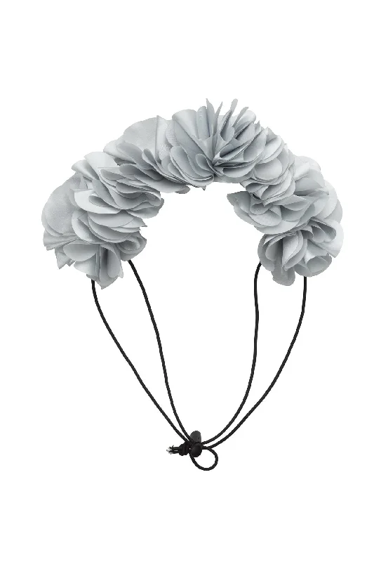 oversized crystal hairbands for formal events -Floral Wreath Petit - Light Silver