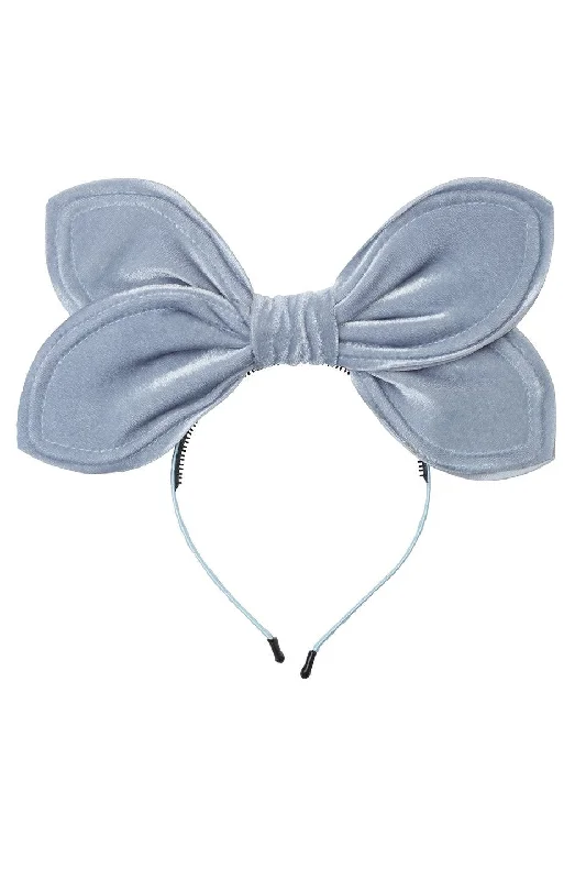 oversized hairpins for statement bridal styles -Growing Orchid Velvet Headband - Antique Blue