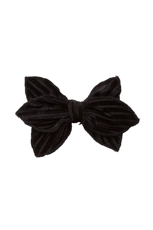 glamorous velvet hairbands for wedding looks -Growing Orchid Clip - Black Velvet Stripe