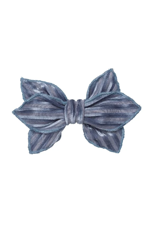 crystal hairbands for wedding day elegance -Growing Orchid Clip - Blue Velvet Stripe