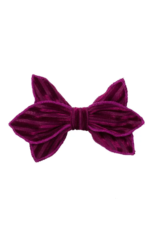 oversized flower hairbands for bohemian looks -Growing Orchid Clip - Eggplant Velvet Stripe