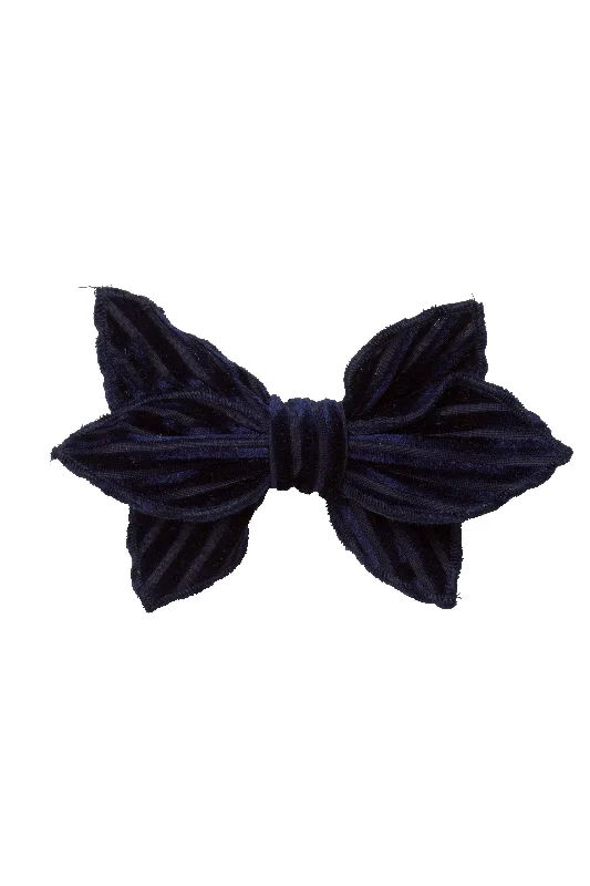 vintage-style hairbands for romantic hairstyles -Growing Orchid Clip - Navy Velvet Stripe