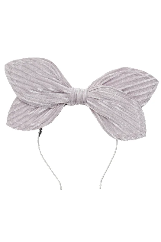 trendy flower hairbands for kids’ parties -Growing Orchid Headband - Silver Velvet Stripe