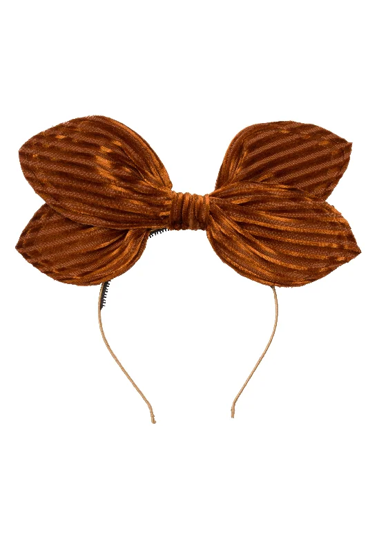 oversized metal hairbands for bold styles -Growing Orchid Headband - Rust Velvet Stripe