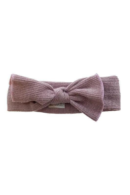 delicate satin hairbands for soft finishes -Knitted Bow Wrap - Purple Mauve