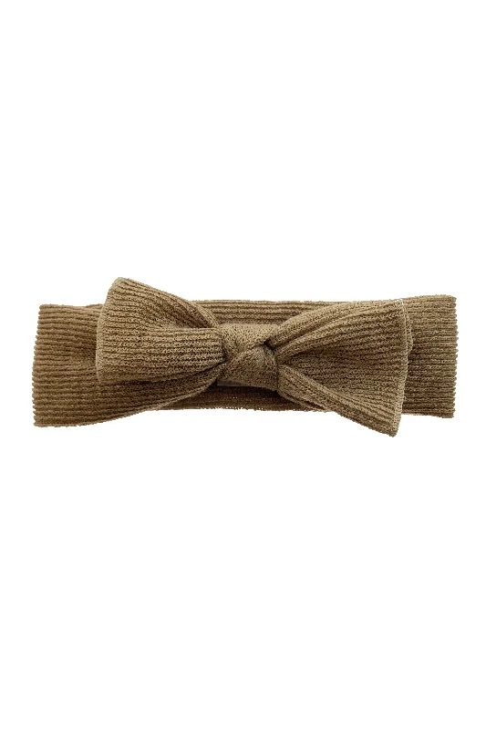 oversized hairpins for statement bridal styles -Knitted Bow Wrap - Camel