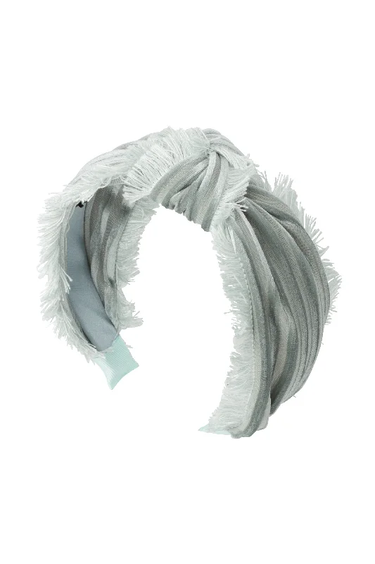 oversized velvet hairpins for high-fashion looks -Knot Fringe Headband - Mint Green