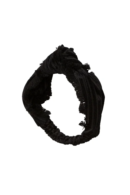 playful flower hairbands for festive styles -Knot Fringe Wrap - Black