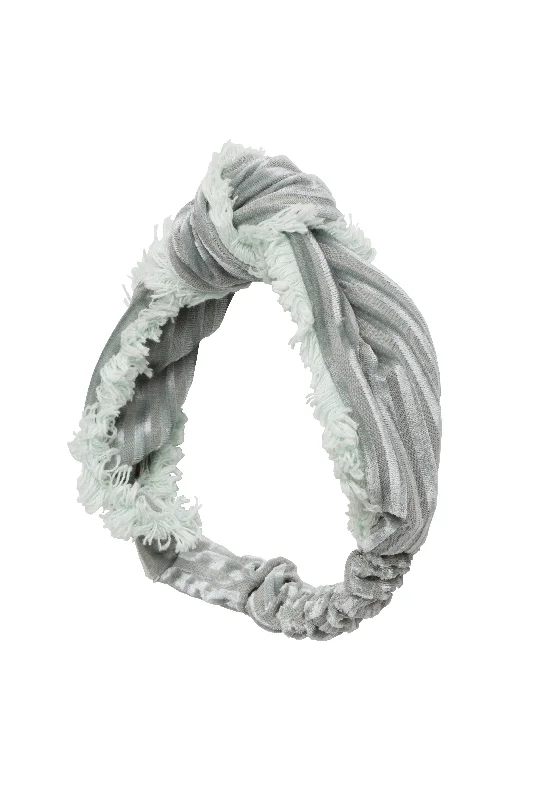 chic satin hairbands for modern bridal styles -Knot Fringe Wrap - Mint Green