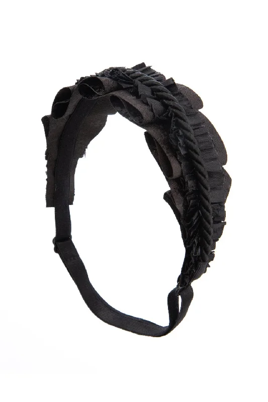 cute satin hairbands for kids’ hairstyles -Layered Wrap - Black