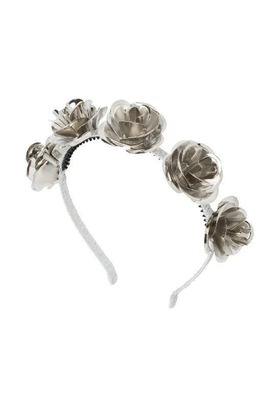 glamorous metal hairbands for party wear -Lonely Roses Headband - Silver