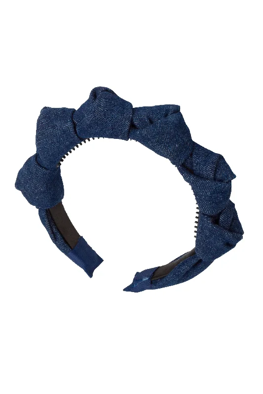 oversized velvet hairpins for bold bridal looks -Monkey Bars Headband - Dark Blue Denim