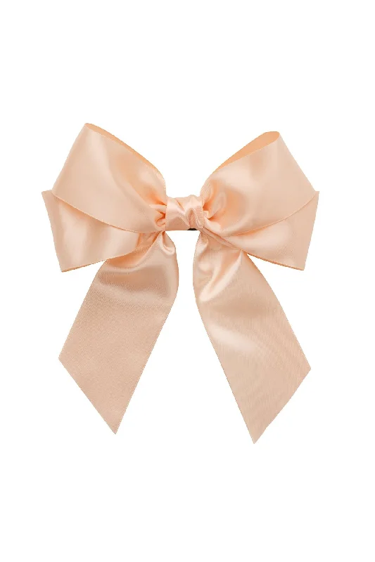 trendy pearl hairpins for chic finishes -Oversized Bow Pony/Clip - Petal Peach