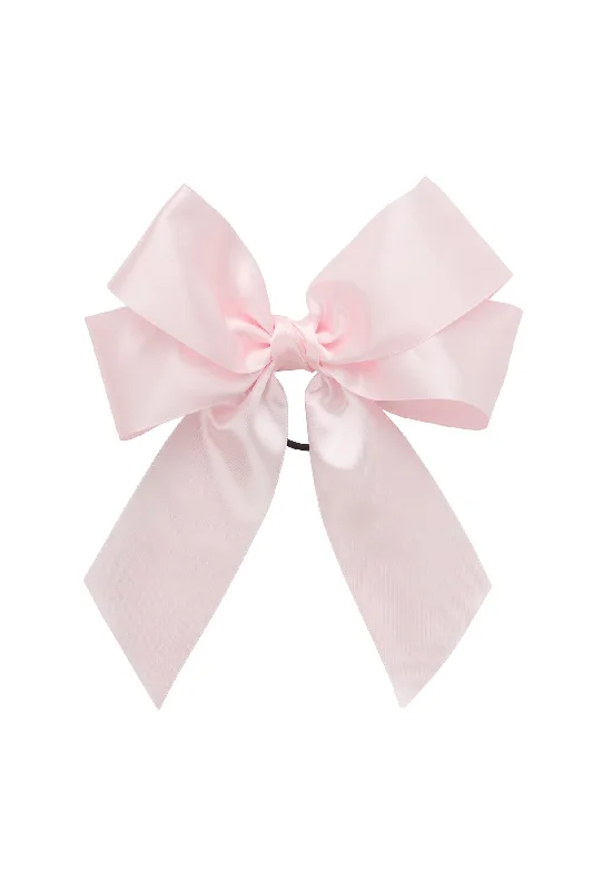 stylish satin hairbands for vintage vibes -Oversized Bow Pony/Clip - Powder Pink