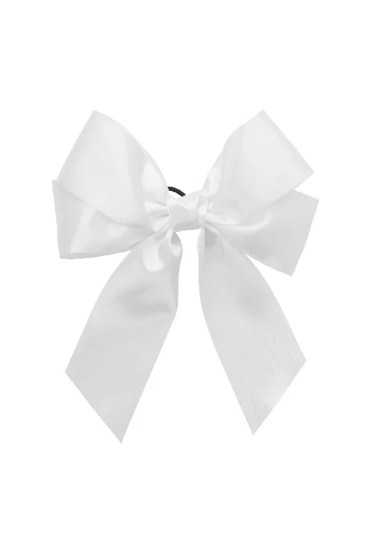 luxurious metal hairpins for formal events -Oversized Bow Pony/Clip - White