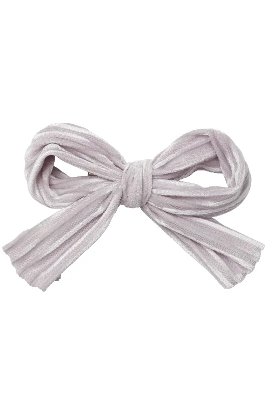 luxury satin hairbands for polished wedding looks -Party Bow Clip - Silver Velvet Stripe