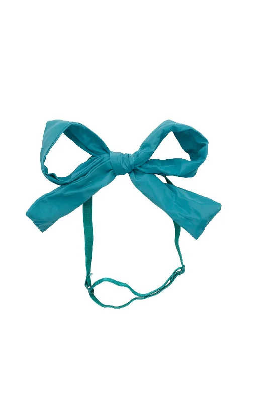 luxury satin hairbands for polished wedding looks -Party Bow Taffeta Wrap - Teal