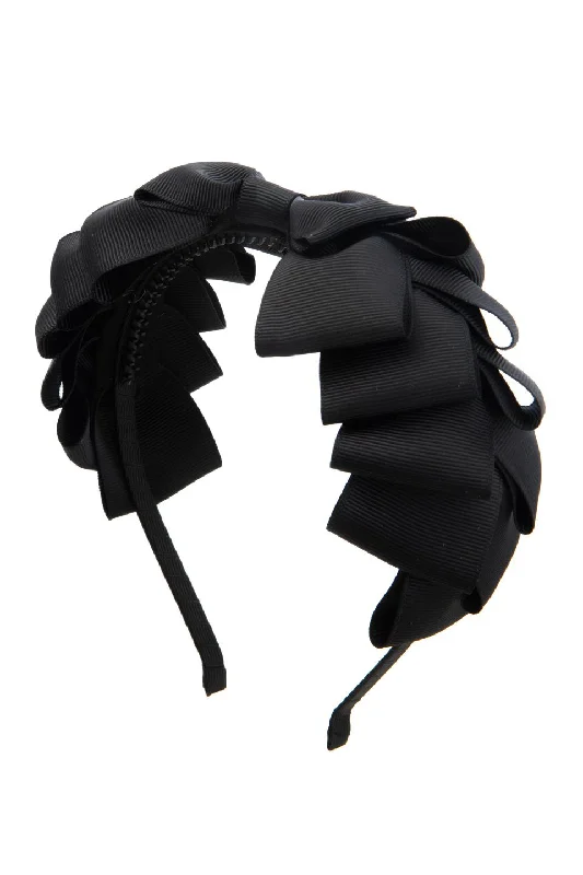 cute butterfly hairpins for kids -Pleated Ribbon Grosgrain Headband - Black