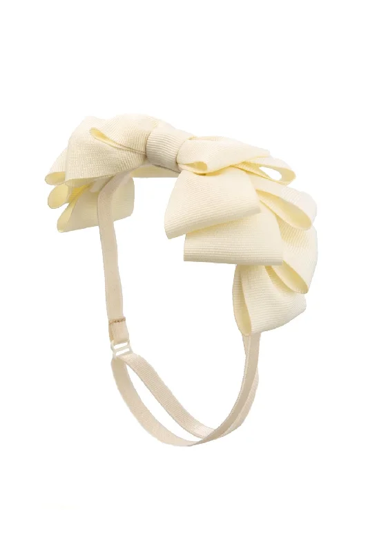 handmade velvet hairbands for unique styles -Pleated Ribbon Grosgrain Wrap - Cream