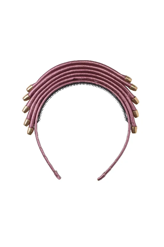 luxurious satin hairbands for wedding styles -Rainbow Leather Headband - Raspberry