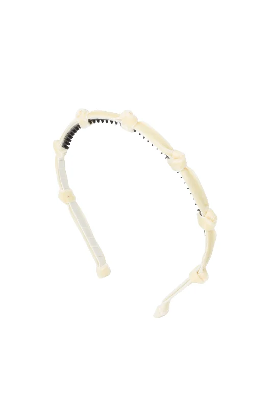 oversized satin hairpins for high-fashion looks -Rosebud Headband - Ivory Velvet