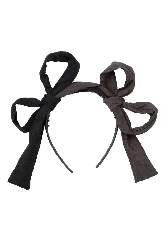 trendy metal hairbands for sleek, polished looks -Side By Side Headband - Black/Charcoal