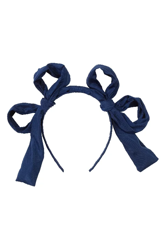 stylish rhinestone hairbands for special events -Side By Side Headband - Navy