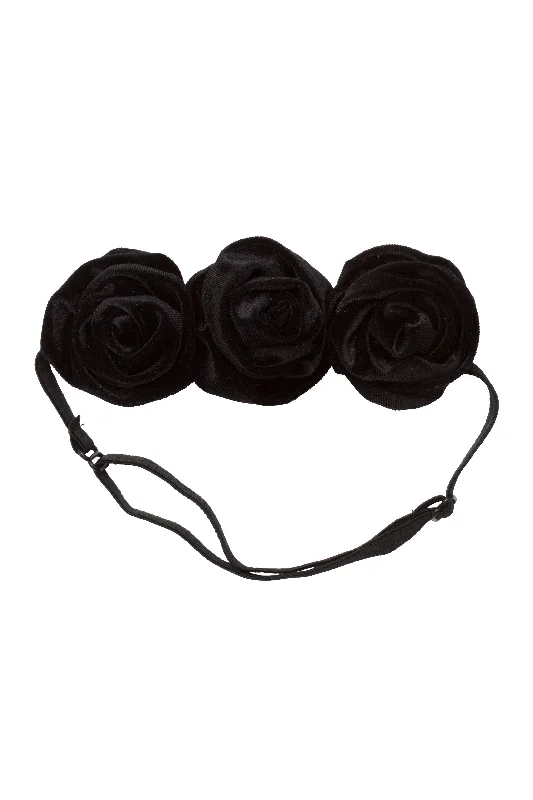 chic crystal hairpins for wedding accessories -Triple Rose Garden Wrap - Black Velvet