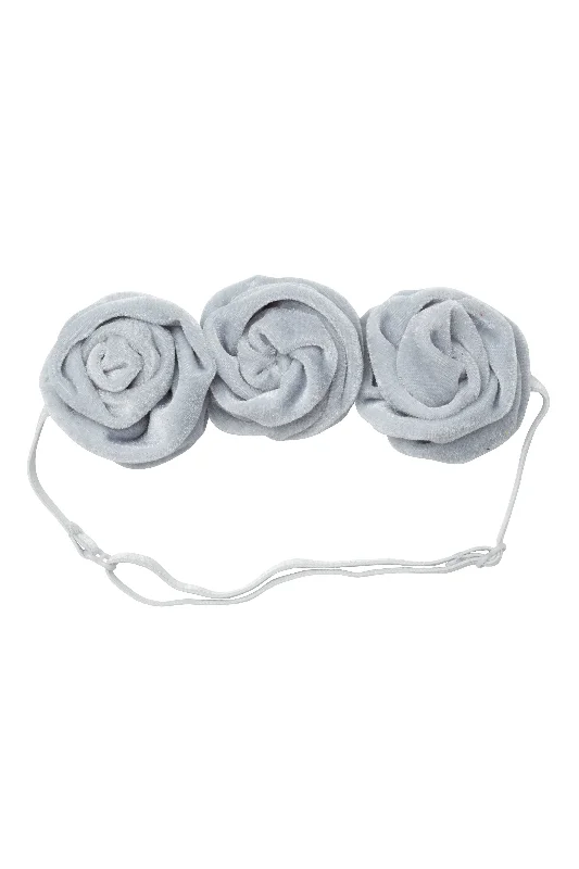 glamorous rhinestone hairbands for bridal glamour -Triple Rose Garden Wrap - Light Blue Velvet