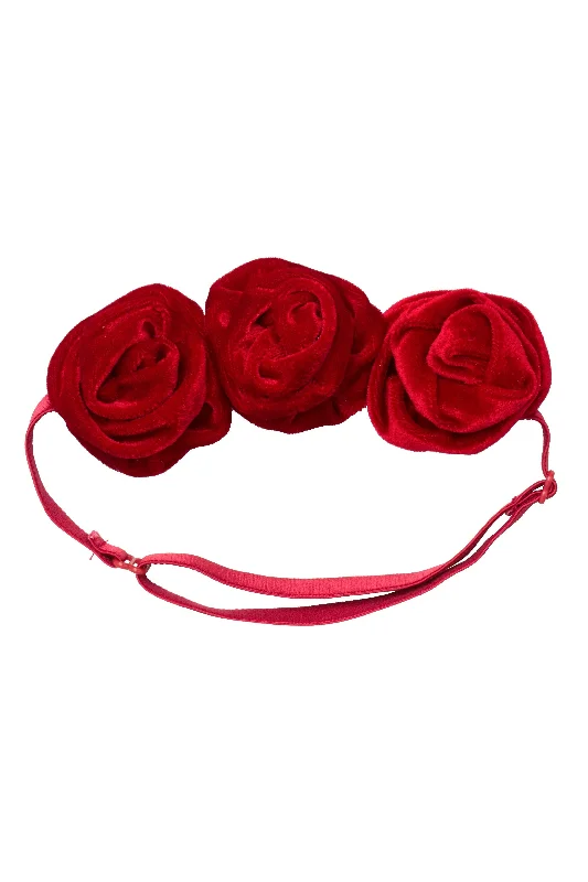 vintage flower hairpins for wedding looks -Triple Rose Garden Wrap - Red Velvet