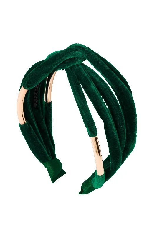 handmade satin hairbands for luxurious finishes -Tubular Headband - Green Velvet