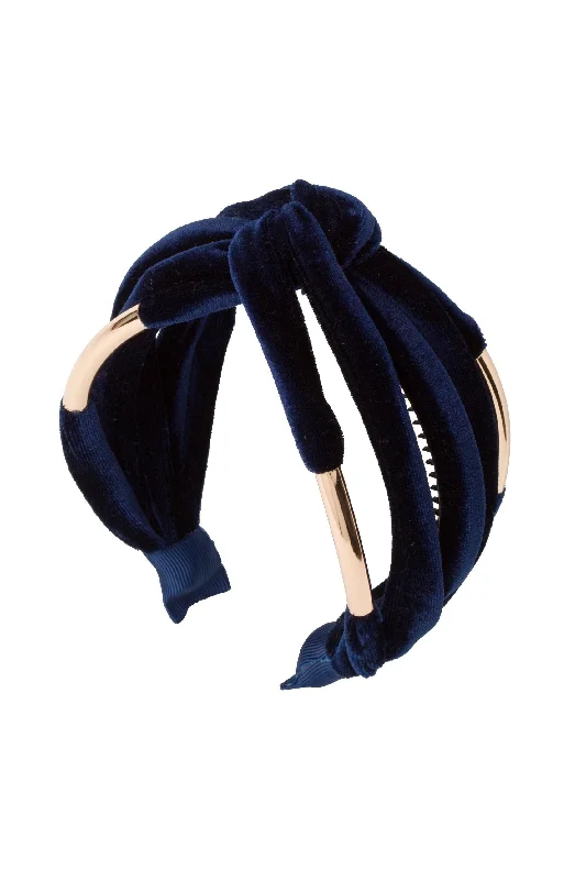 vintage-inspired velvet hairbands for classic styles -Tubular Headband - Navy Velvet