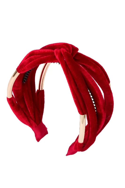 statement rhinestone hairpins for high-fashion looks -Tubular Headband - Red Velvet