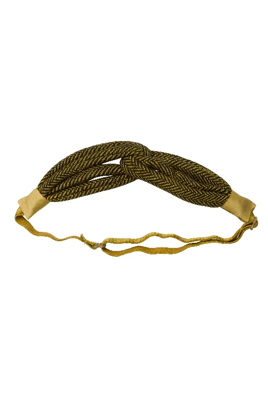 trendy velvet hair accessories for chic styles -Tubular Herringbone Wrap  - Yellow