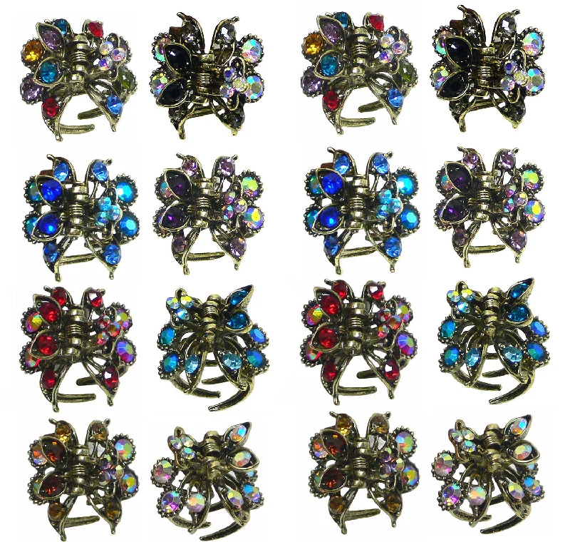 unique rhinestone hairpins for high-fashion looks -2 Set of 8,  16 count,  Mini Hair Claws Tiny Bling Hair Claws 2 ea of 8 Colors  LPW864175-5-8-2