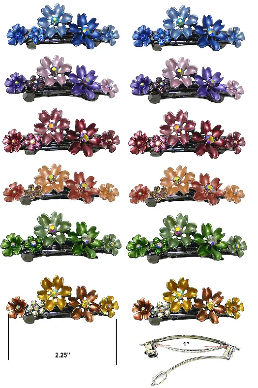 elegant flower hairbands for wedding hairstyles -Bmid400-12 Bella Dozen Pack Small Flower Barrettes 2 ea of 6 Lovely Colors YY86400-12-D