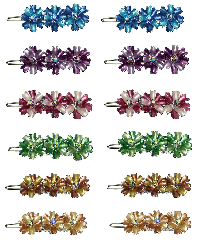 oversized flower hairpins for bridal accessories -BsnapClip Bella Dozen Pack Snap Clip Barrettes 2 ea 6 Colors, 6 Pairs RW86500-1-6pairs