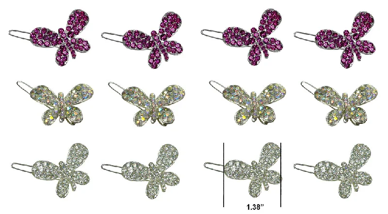 handmade satin hairbands for chic finishes -BsmallSnapClip1747 Bella Dz Pack Butterfly Snap Clip Barrettes U86175-1747-6pr